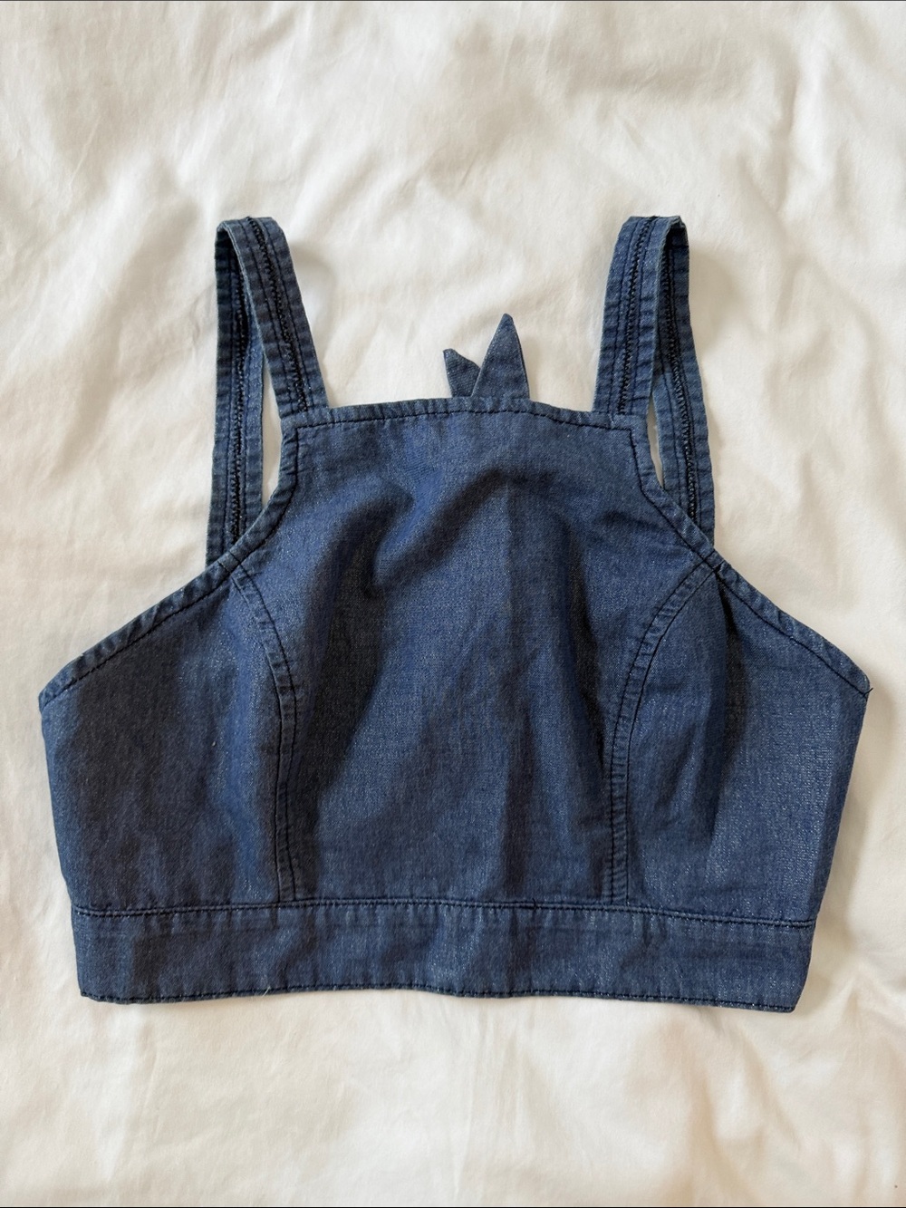 Denim Crop Tank Top - Dark Blue